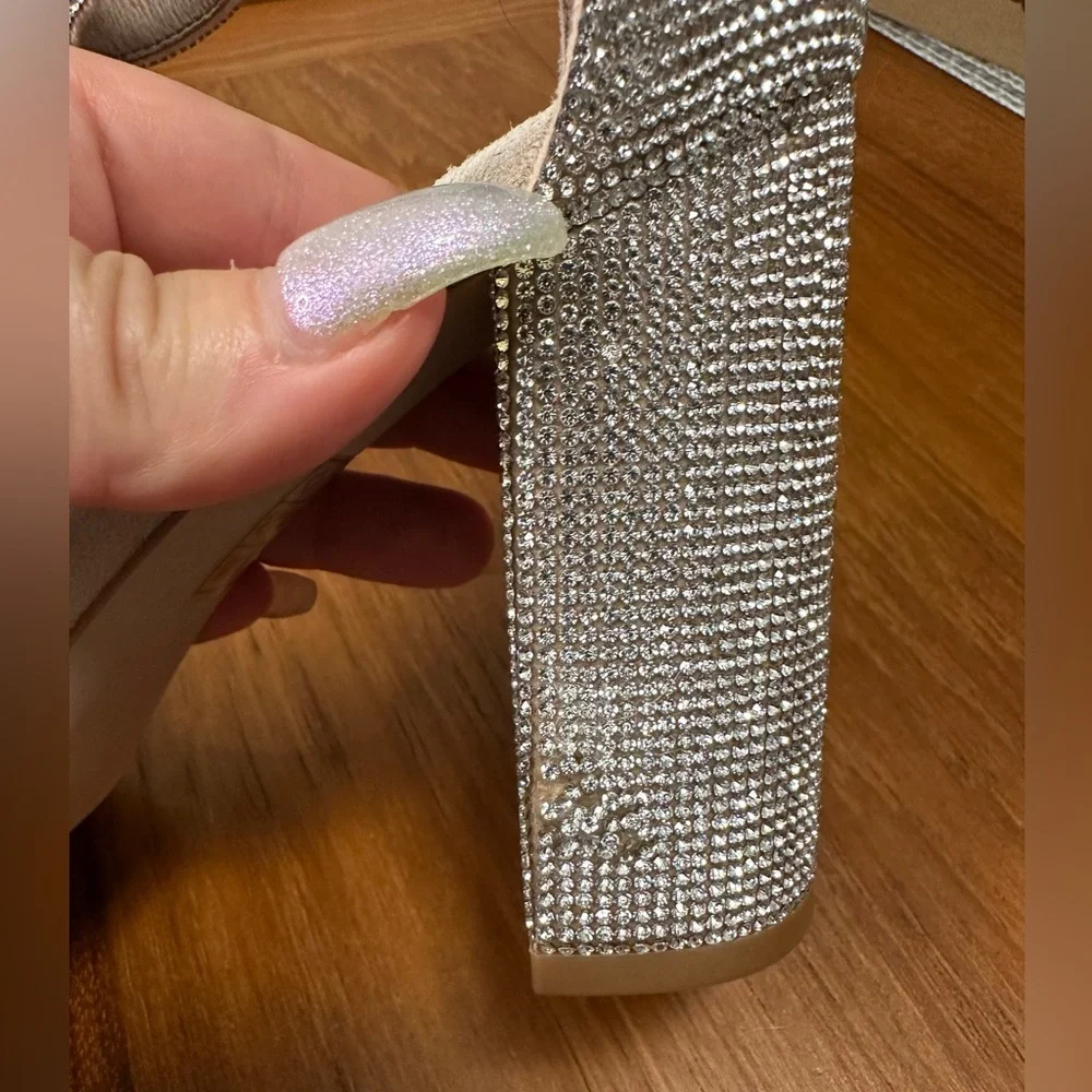 NWT Jeffrey Campbell Lindsay Heel - Sparkle Nude Champagne sz.7 (flaw) - Picture 7 of 8